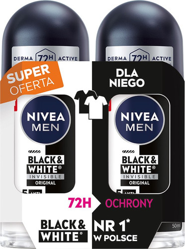 NIVEA MEN Black & White Original 72h Anti-Perspirant Deodorant Roll-On DUO 2x50ml