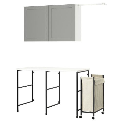 ENHET Storage combination, anthracite/grey frame, 139x63.5 cm