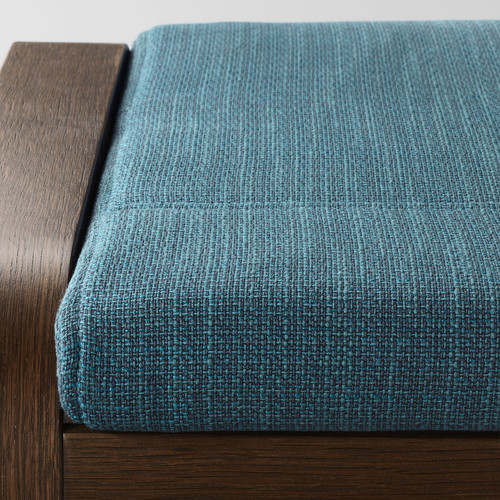 POÄNG Armchair and footstool, brown/Hillared dark blue