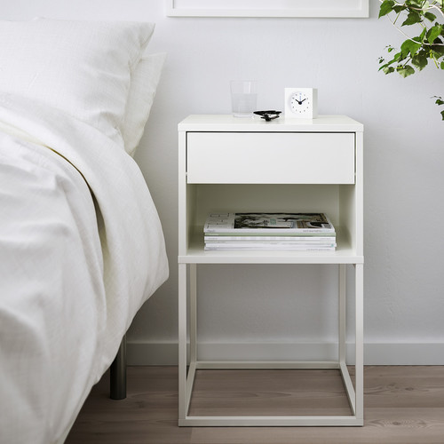 VIKHAMMER Nightstand, white, 40x39 cm