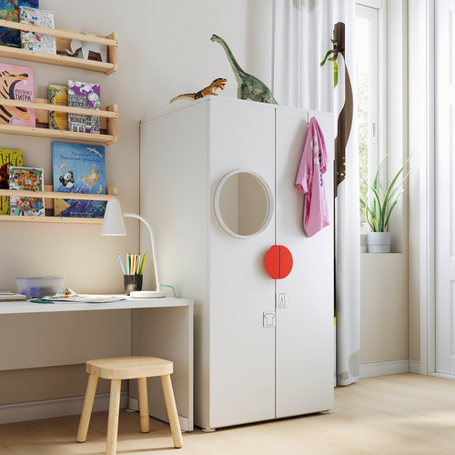 SMÅSTAD / PLATSA Wardrobe, white/white, 60x57x123 cm