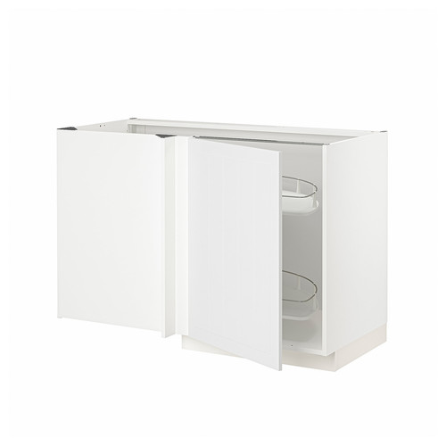 METOD Corner base cab w pull-out fitting, white/Stensund white, 128x68 cm