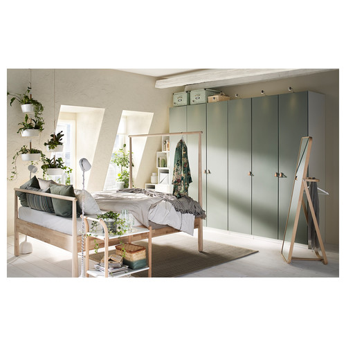 REINSVOLL Door with hinges, grey-green, 50x229 cm