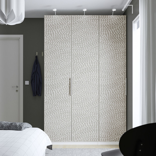 PAX / MISTUDDEN Wardrobe combination, white/grey patterned, 150x60x236 cm