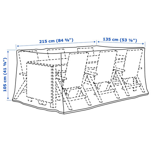 TOSTERÖ Cover for furniture set, black, 215x135 cm