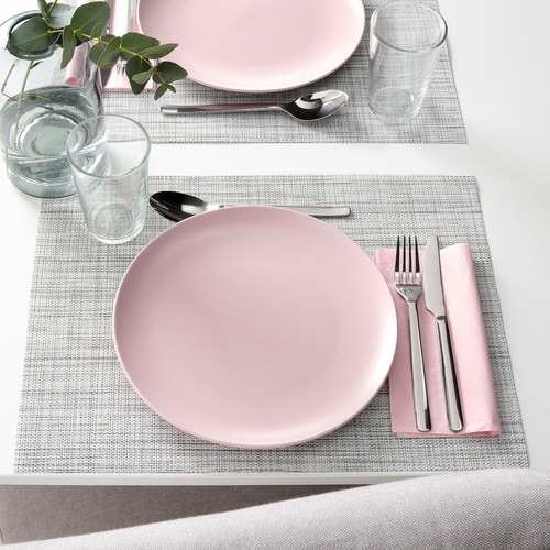 FÄRGKLAR Plate, matt light pink, 26 cm, 4 pack