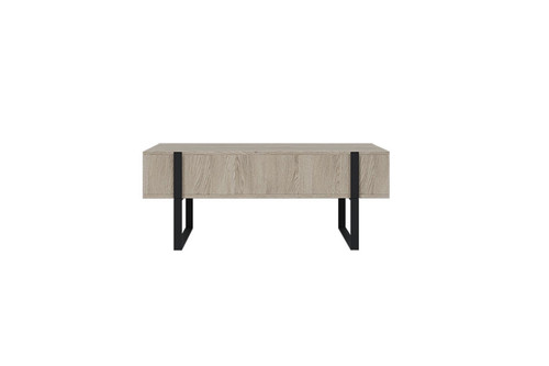 Coffee Table with 2 Drawers Verica, biscuit oak/black legs