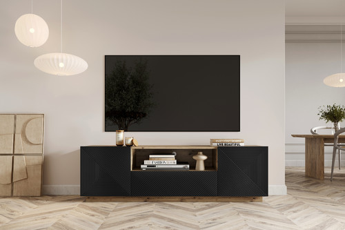 TV Cabinet Asha 167 cm, artisan/matt black