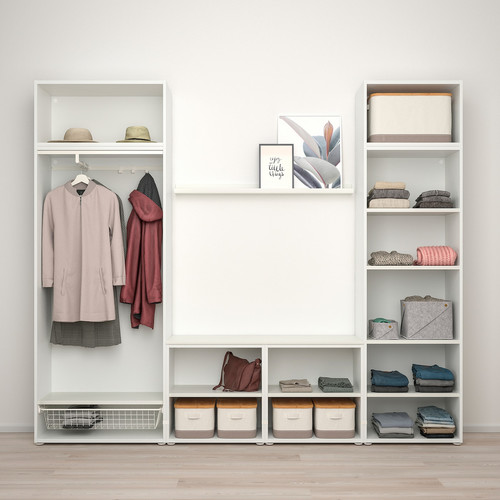 PLATSA Wardrobe with 9 doors, white STRAUMEN mirror glass /FONNES white, 260x42x221 cm