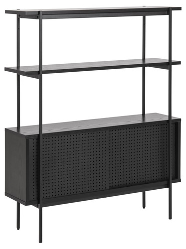 Shelving Unit with Cabinet Angus, black