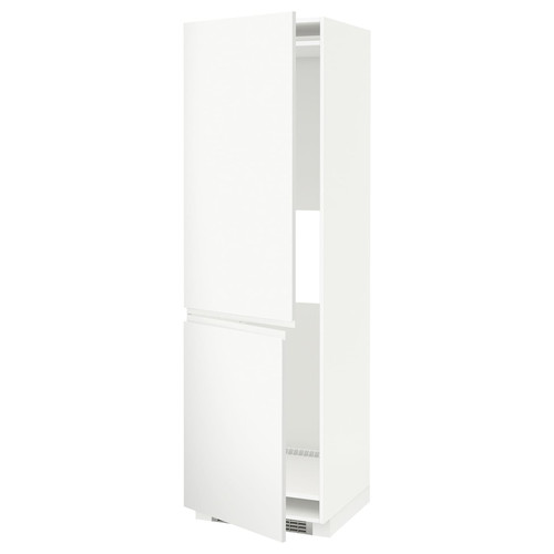 METOD Hi cab f fridge or freezer w 2 drs, white, Voxtorp matt white white, 60x60x200 cm