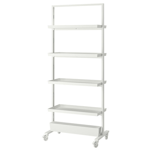 MITTZON Frame w castors/disp shlf/cable box, white, 85x205 cm