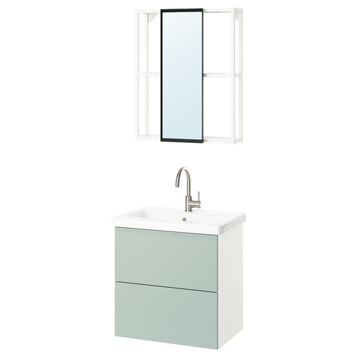 ENHET Bathroom, white/pale grey-green, 64x43x65 cm