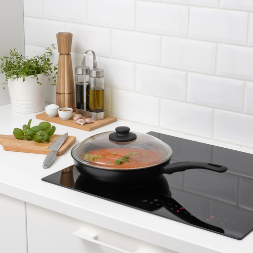 HEMLAGAD Sauté pan with lid, black, 26 cm