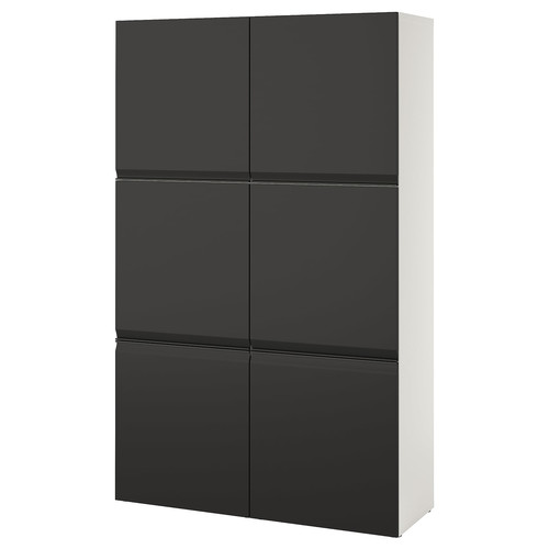 BESTÅ Storage combination with doors, white Hammarsmed/anthracite, 120x42x193 cm