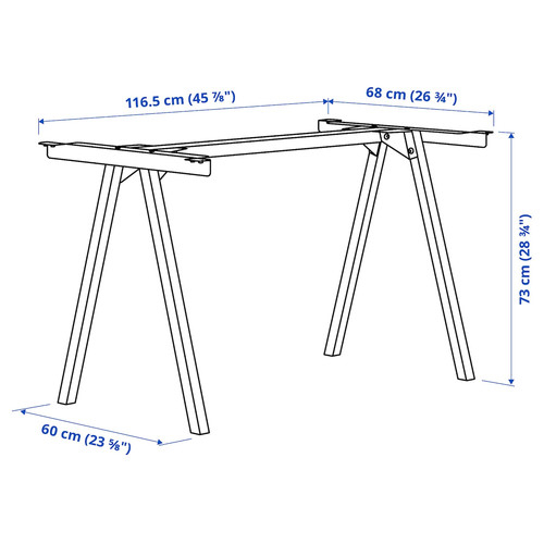 TROTTEN Underframe for table top, anthracite, 120x70x75 cm