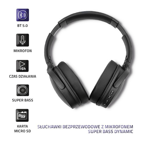Qoltec Headphones Wireless Bluetooth with Microphone