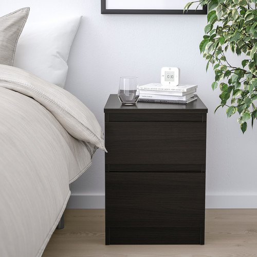 KULLEN Chest of 2 drawers, black-brown, 35x49 cm