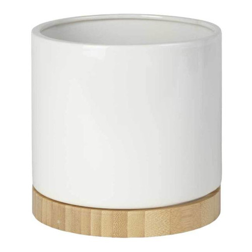 Plant Pot Bamboo 16 cm, white