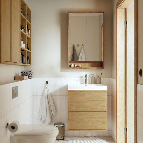 ÄNGSJÖN Wash-stand with drawers, oak effect, 60x48x63 cm