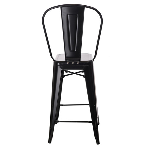 Bar Stool with Backrest Paris Back, black