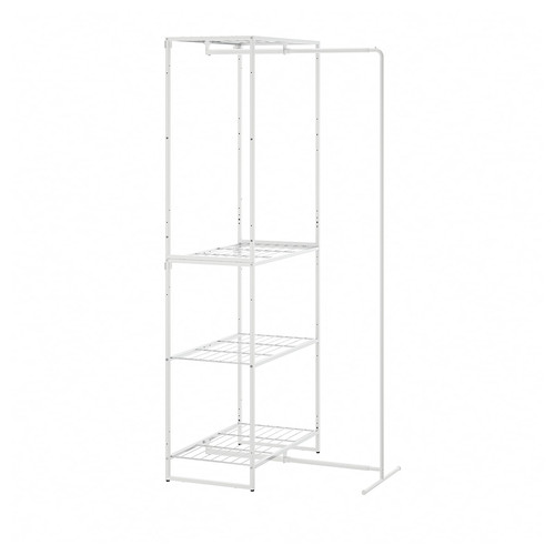 JOSTEIN Shelving unit with drying rack, in/outdoor/wire white, 61x53/117x180 cm