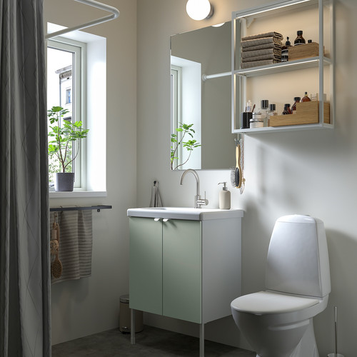 ENHET Bathroom, white/pale grey-green, 64x43x87 cm