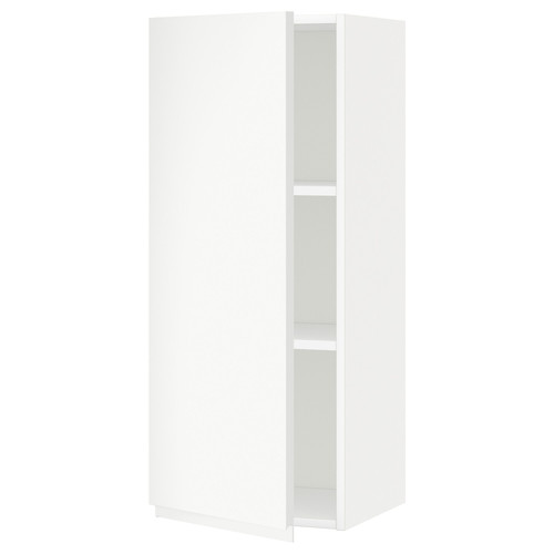 METOD Wall cabinet with shelves, white/Voxtorp matt white, 40x100 cm