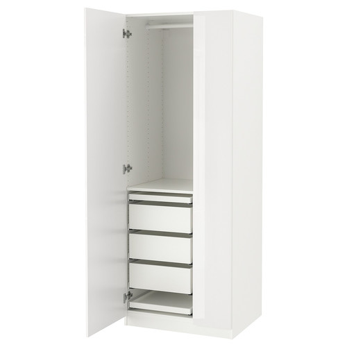 PAX / FARDAL Wardrobe combination, high-gloss/white, 75x60x201 cm