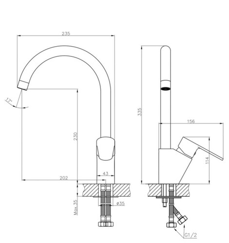 Cooke&Lewis Silver Chrome Effect Kitchen Top Lever Tap Aruvi