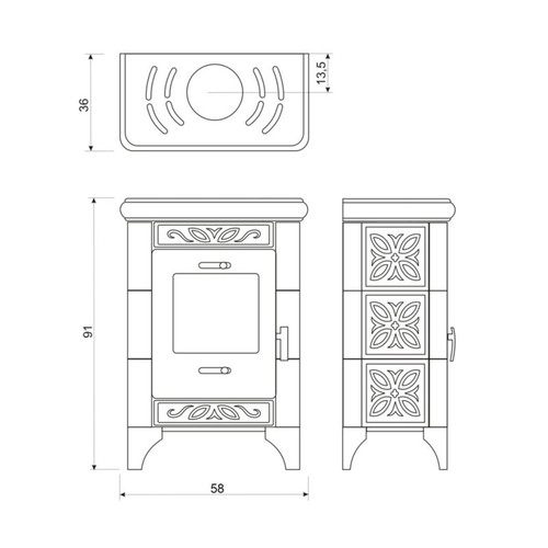 Ackerman Fireplace Stove K1 Jena 5.7 kW, cream