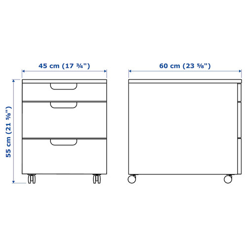 GALANT Drawer unit on casters, black stained ash veneer, 45x55 cm