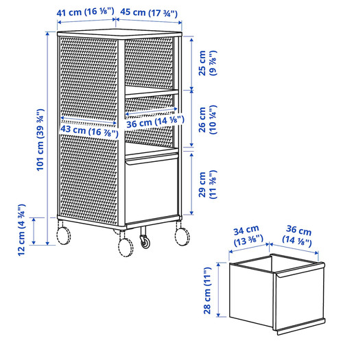 BEKANT Storage unit, mesh, white, 41x101 cm