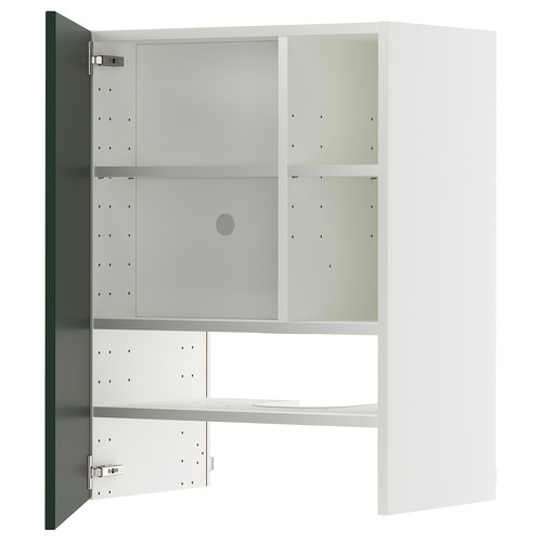 METOD Wall cb f extr hood w shlf/door, white/Havstorp deep green, 60x80 cm