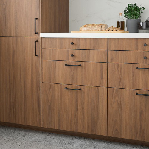 TISTORP Front for dishwasher, brown walnut effect, 45x80 cm