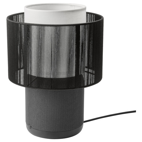 SYMFONISK Speaker lamp w Wi-Fi, textile shade, black