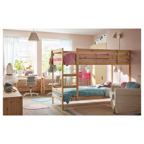 MYDAL Bunk bed frame, pine, 90x200 cm