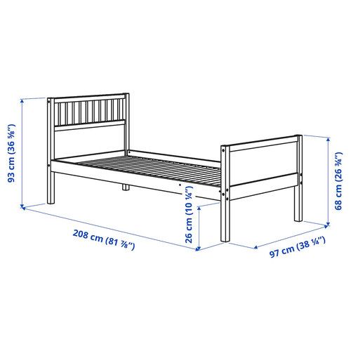 SMYGA Bed frame, light grey, 90x200 cm