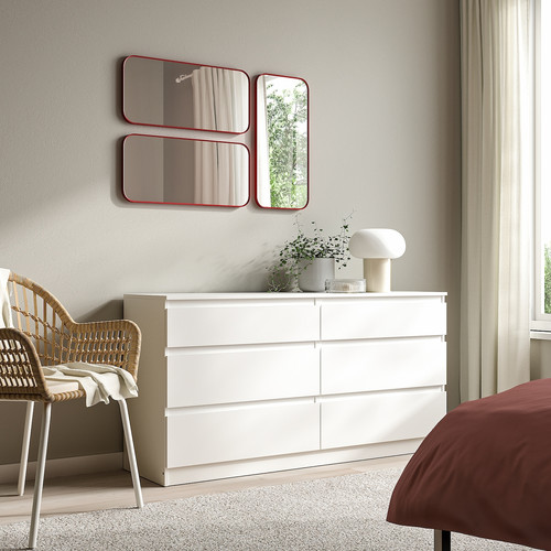 LINDBYN Mirror, red, 28x60 cm