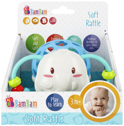 Bam Bam Soft Rattle Elephant 1pc, random colours, 6m+