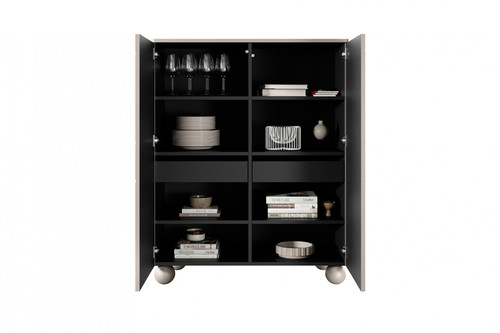 Sideboard Cabinet Sonatia II 120 cm, with 2 internal drawers, cashmere