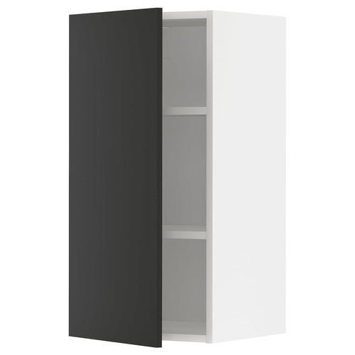 METOD Wall cabinet with shelves, white/Nickebo matt anthracite, 40x80 cm