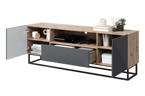 TV Cabinet Asha 167 cm, metal legs, artisan/rivier stone mat