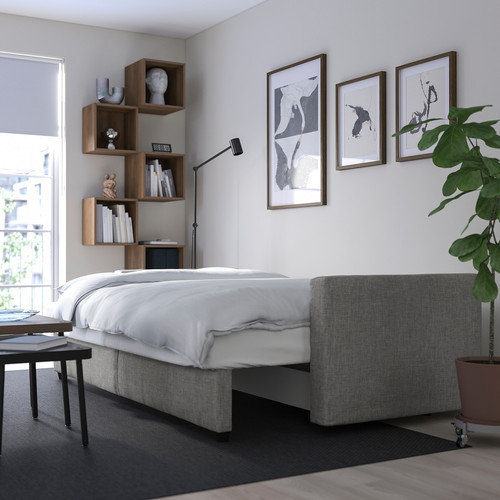 FRIHETEN 3-seat sofa-bed, Faringe light grey