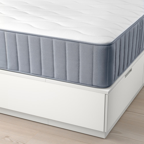 NORDLI Bed frame with storage and mattress, with headboard white/Vågstranda medium firm, 140x200 cm
