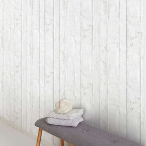 GoodHome Vinyl Wallpaper on Fleece Mayet, white