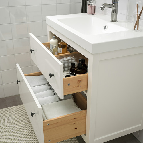 HEMNES / ORRSJÖN Wash-stnd w drawers/wash-basin/tap, white, 82x49x89 cm