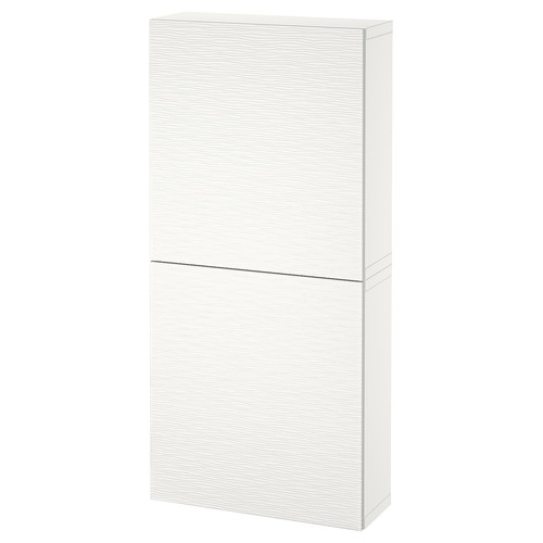 BESTÅ Wall cabinet with 2 doors, white/Laxviken white, 60x22x128 cm