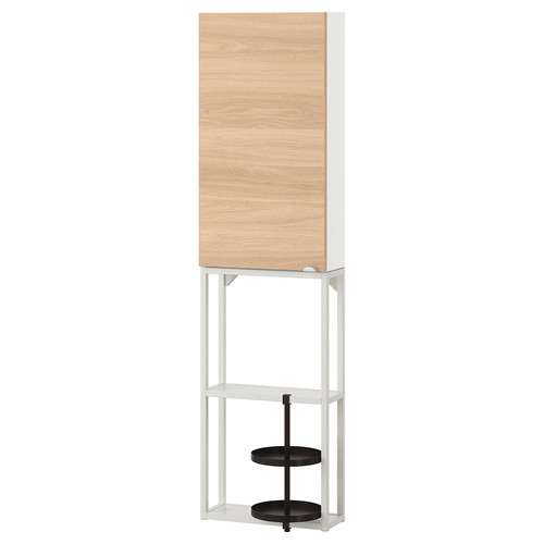 ENHET Wall storage combination, white, oak effect, 40x15x150 cm