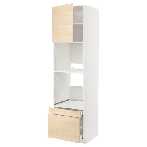 METOD / MAXIMERA Hi cab f ov/combi ov w dr/2 drwrs, white/Askersund light ash effect, 60x60x220 cm